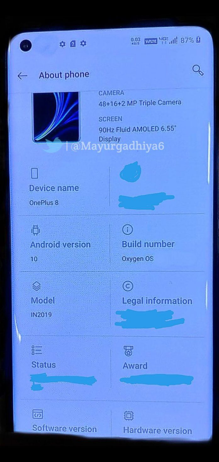 ​OnePlus 8 Pro关键规格泄漏