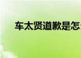 车太贤道歉是怎么回事车太贤为何道歉