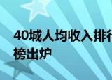 40城人均收入排行 城市人均可支配收入排行榜出炉