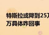 特斯拉或降到25万什么情况特斯拉或降到25万具体咋回事