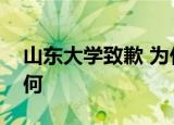 山东大学致歉 为什么致歉你觉得这个致歉如何