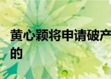 黄心颖将申请破产是真的吗黄心颖方如何回应的