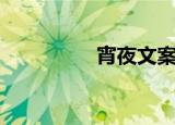 宵夜文案朋友圈（宵夜）