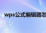 wps公式编辑器怎么用（wps公式编辑器）