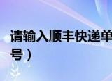 请输入顺丰快递单号查询（请输入顺丰快递单号）