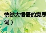 恍然大悟悟的意思（恍然大悟的近义词和反义词）