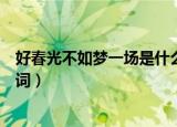 好春光不如梦一场是什么歌（好春光不如梦一场是哪首歌歌词）