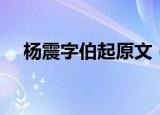 杨震字伯起原文（杨震字伯起原文介绍）