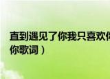 直到遇见了你我只喜欢你歌词（歌曲直到遇见了你我只喜欢你歌词）