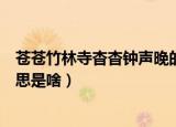 苍苍竹林寺杳杳钟声晚的意思（苍苍竹林寺杳杳钟声晚的意思是啥）