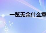 一览无余什么意思（一览无余啥意思）