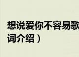 想说爱你不容易歌词（想说爱你不容易完整歌词介绍）