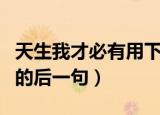 天生我才必有用下句是什么（天生我才必有用的后一句）
