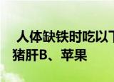  人体缺铁时吃以下哪种食物补充效果更好 A、猪肝B、苹果