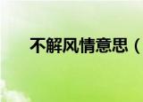 不解风情意思（关于不解风情的意思）