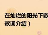在灿烂的阳光下歌词（在灿烂的阳光下歌曲的歌词介绍）