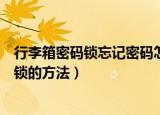 行李箱密码锁忘记密码怎么开锁（行李箱密码锁忘记密码开锁的方法）
