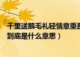 千里送鹅毛礼轻情意重是什么意思（千里送鹅毛礼轻情意重到底是什么意思）