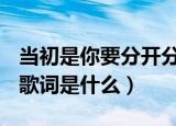 当初是你要分开分开就分开歌词是什么意思（歌词是什么）