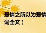 爱情之所以为爱情歌词（爱情之所以为爱情歌词全文）