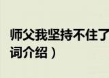 师父我坚持不住了是什么歌（少林英雄完整歌词介绍）