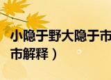 小隐于野大隐于市什么意思（小隐于野大隐于市解释）