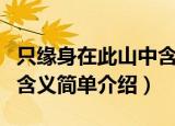 只缘身在此山中含义是什么（只缘身在此山中含义简单介绍）
