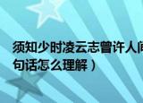 须知少时凌云志曾许人间第一流的意思（曾许人间第一流这句话怎么理解）