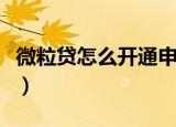 微粒贷怎么开通申请（微粒贷开通申请的方法）