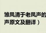 雏凤清于老凤声的意思是什么（雏凤清于老凤声原文及翻译）