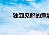 独到见解的意思（独到见解的解释）