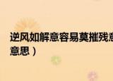 逆风如解意容易莫摧残意思（逆风如解意容易莫摧残是什么意思）