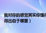 我对你的感觉其实你懂得是什么歌（我对你的感觉其实你懂得出自于哪里）