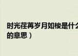 时光荏苒岁月如梭是什么意思（怎么理解时光荏苒岁月如梭的意思）