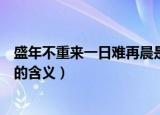 盛年不重来一日难再晨是什么意思（盛年不重来一日难再晨的含义）