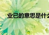 业已的意思是什么（业已意思出处详解）