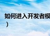如何进入开发者模式（进入开发者模式的教程）