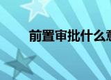前置审批什么意思（前置审批解释）