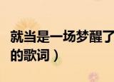 就当是一场梦醒了很久还是很感动（是哪首歌的歌词）