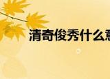 清奇俊秀什么意思（清奇俊秀解释）