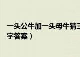 一头公牛加一头母牛猜三个字（一头公牛加一头母牛猜三个字答案）