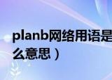 planb网络用语是什么意思（网络语planb什么意思）