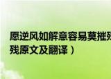 愿逆风如解意容易莫摧残什么意思（愿逆风如解意容易莫摧残原文及翻译）