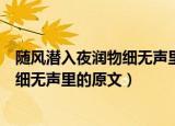 随风潜入夜润物细无声里的细是什么意思（随风潜入夜润物细无声里的原文）