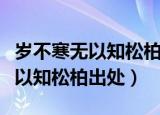岁不寒无以知松柏这句话出自哪里（岁不寒无以知松柏出处）