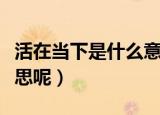 活在当下是什么意思（活在当下到底是什么意思呢）