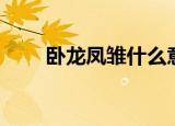 卧龙凤雏什么意思（卧龙凤雏解释）