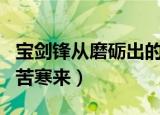 宝剑锋从磨砺出的下一句（下一句是梅花香自苦寒来）