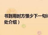书到用时方恨少下一句诗词是什么意思（书到用时方恨少出处介绍）