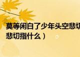 莫等闲白了少年头空悲切（是什么意思 莫等闲白了少年头空悲切指什么）
